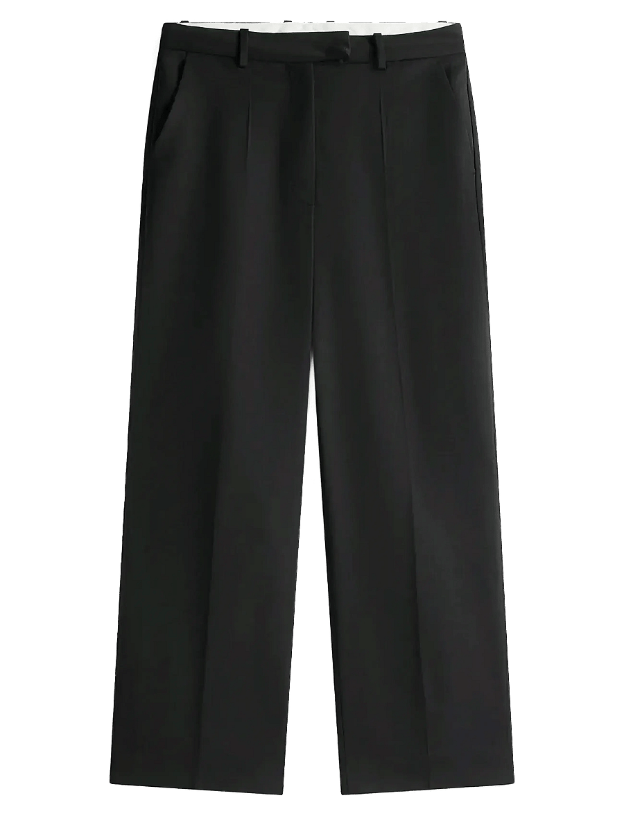 Tommy Hilfiger - TIMELESS WOOL LOOSE STRT PANT - pidulikud püksid - black - 1
