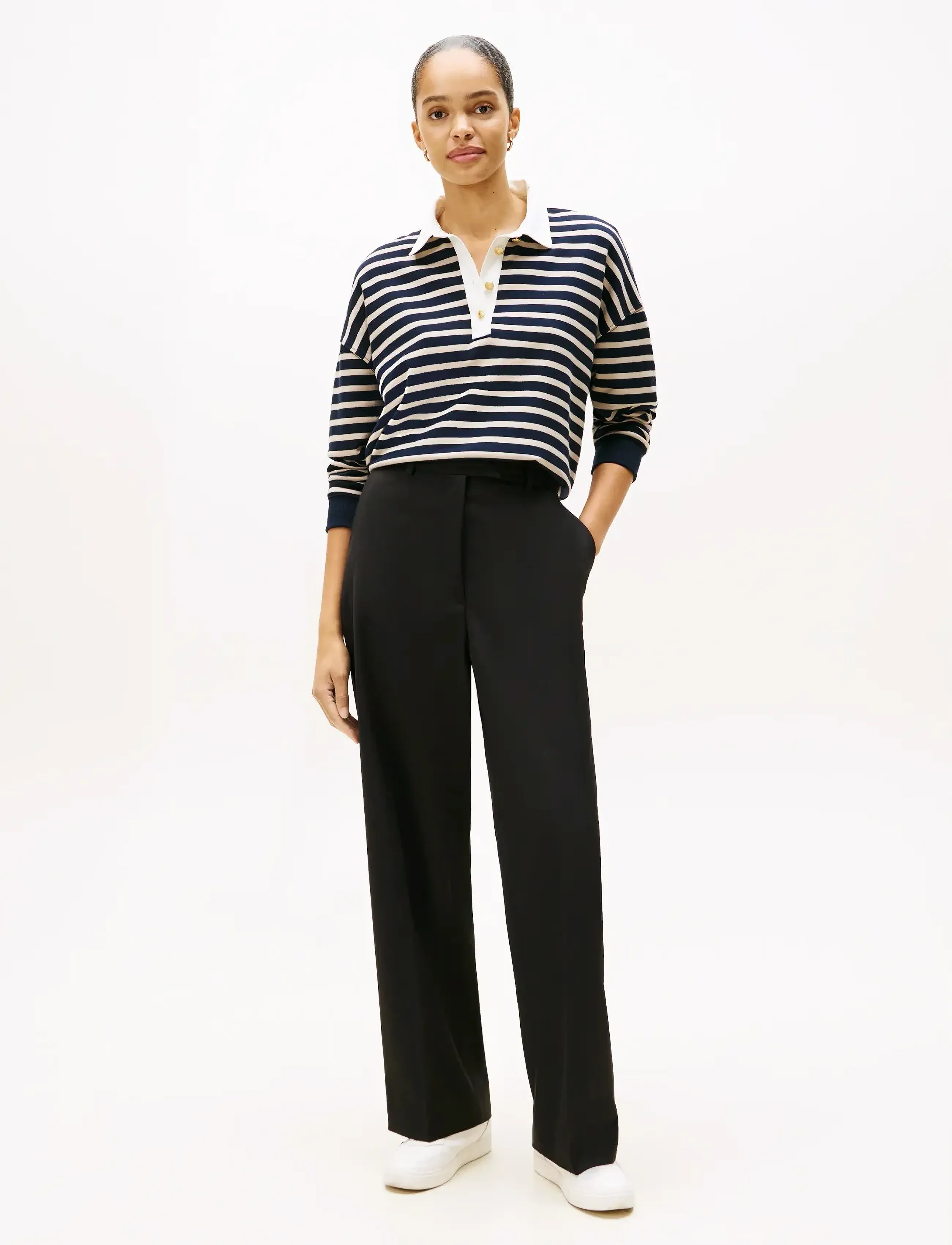 Tommy Hilfiger TIMELESS WOOL LOOSE STRT PANT - Transitional Layering - BLACK / black