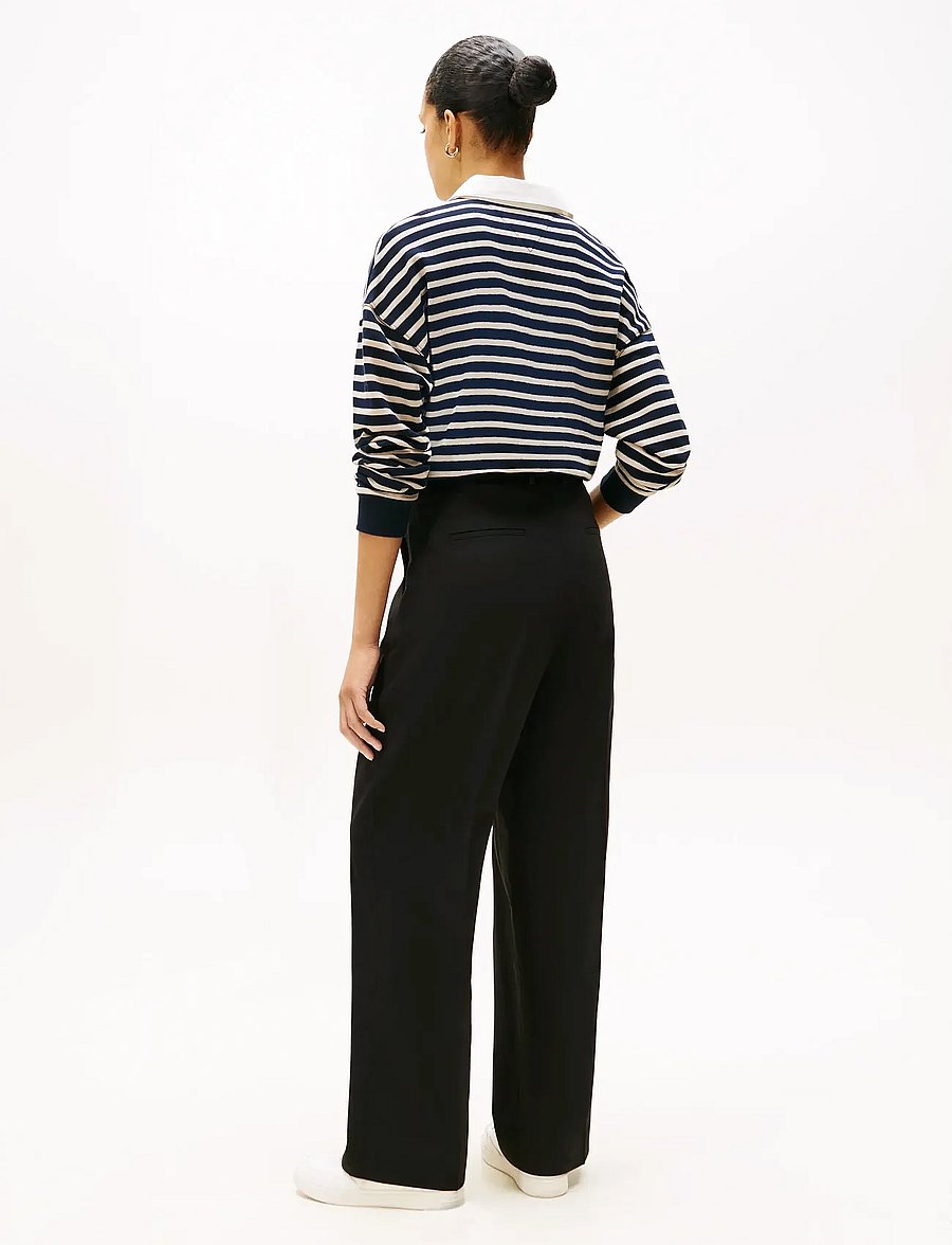 Tommy Hilfiger - TIMELESS WOOL LOOSE STRT PANT - pidulikud püksid - black - 2