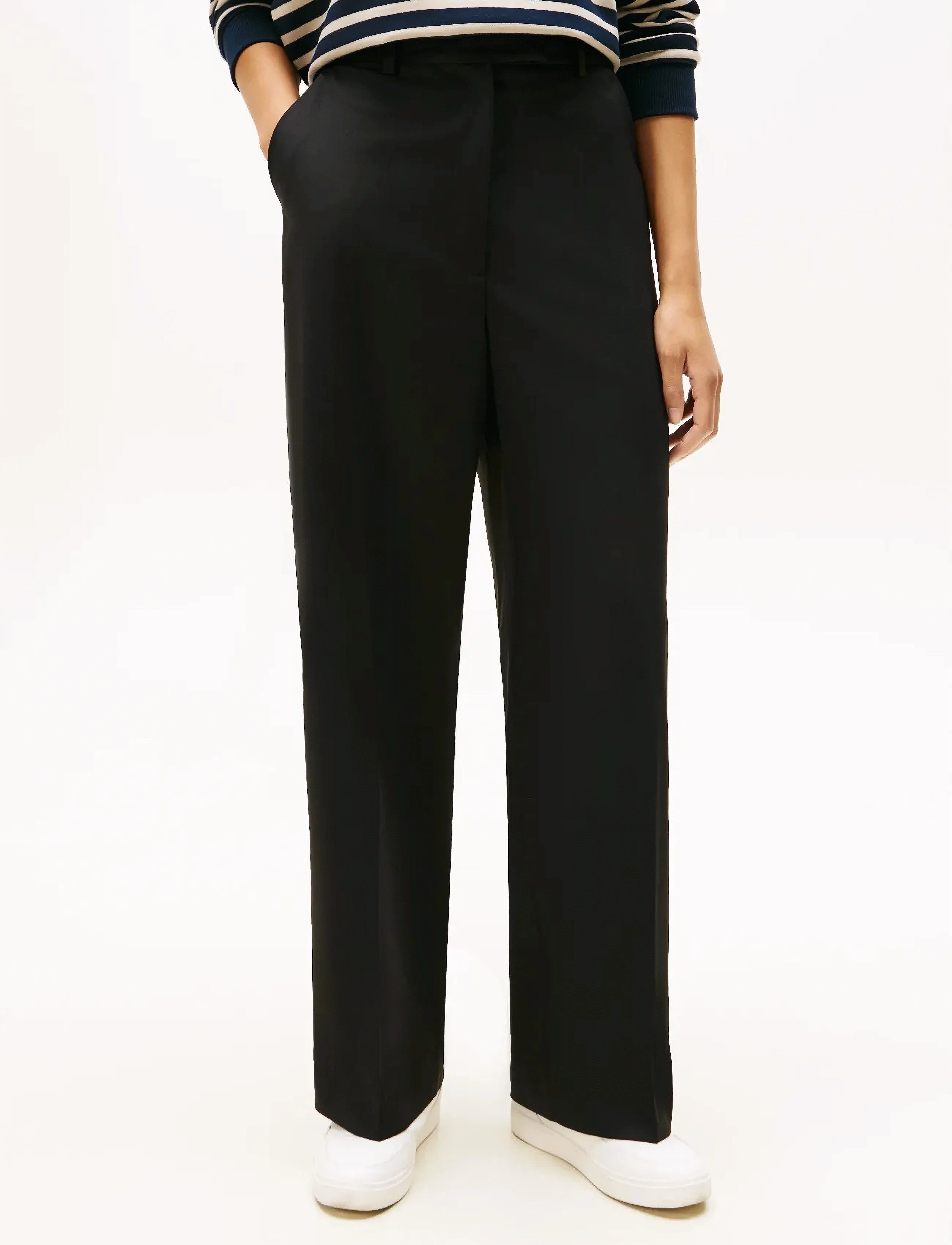 Tommy Hilfiger - TIMELESS WOOL LOOSE STRT PANT - habitbukser - black - 4