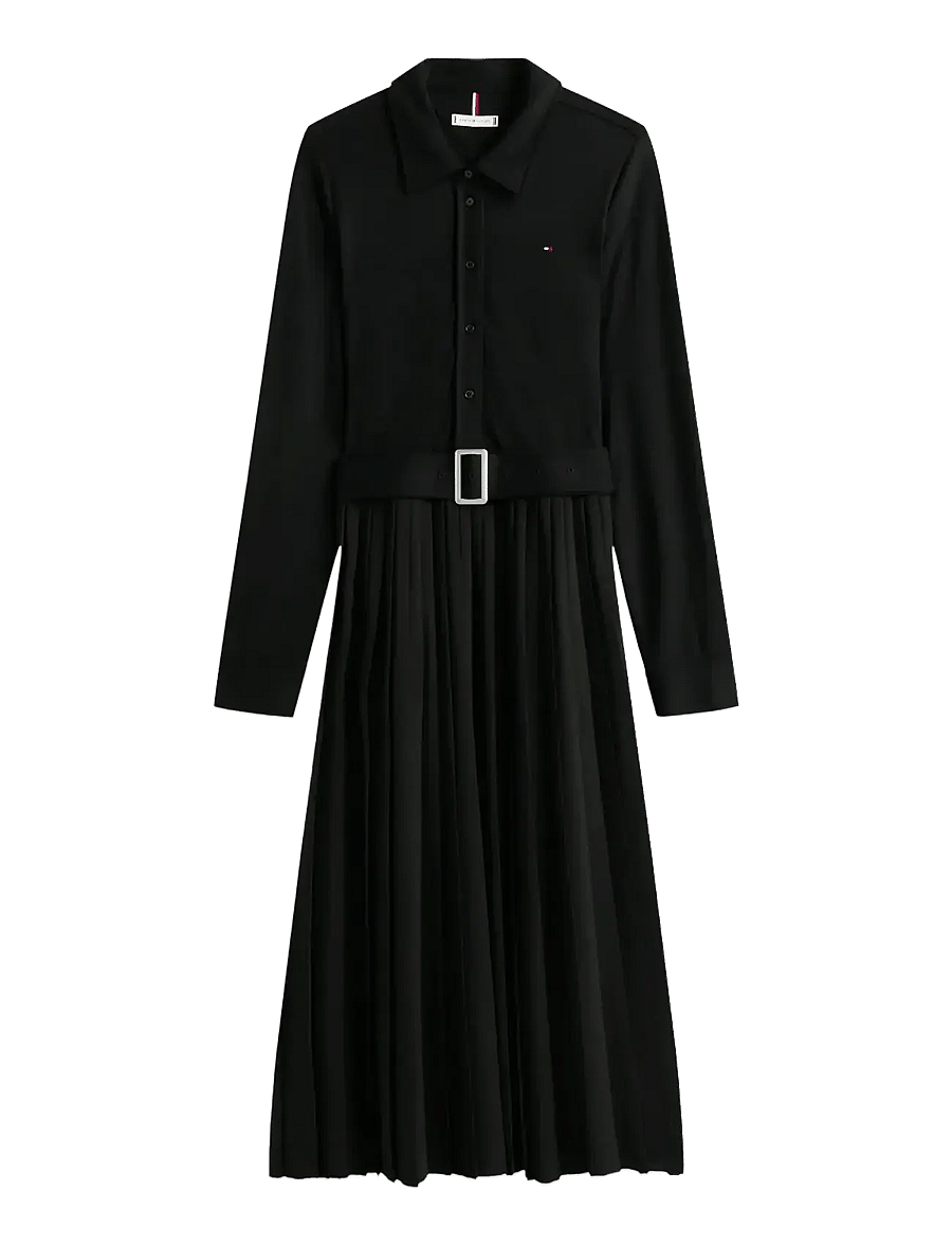 Tommy Hilfiger - INTERLOCK MIX MEDIA POLO DRS LS - shirt dresses - black - 1