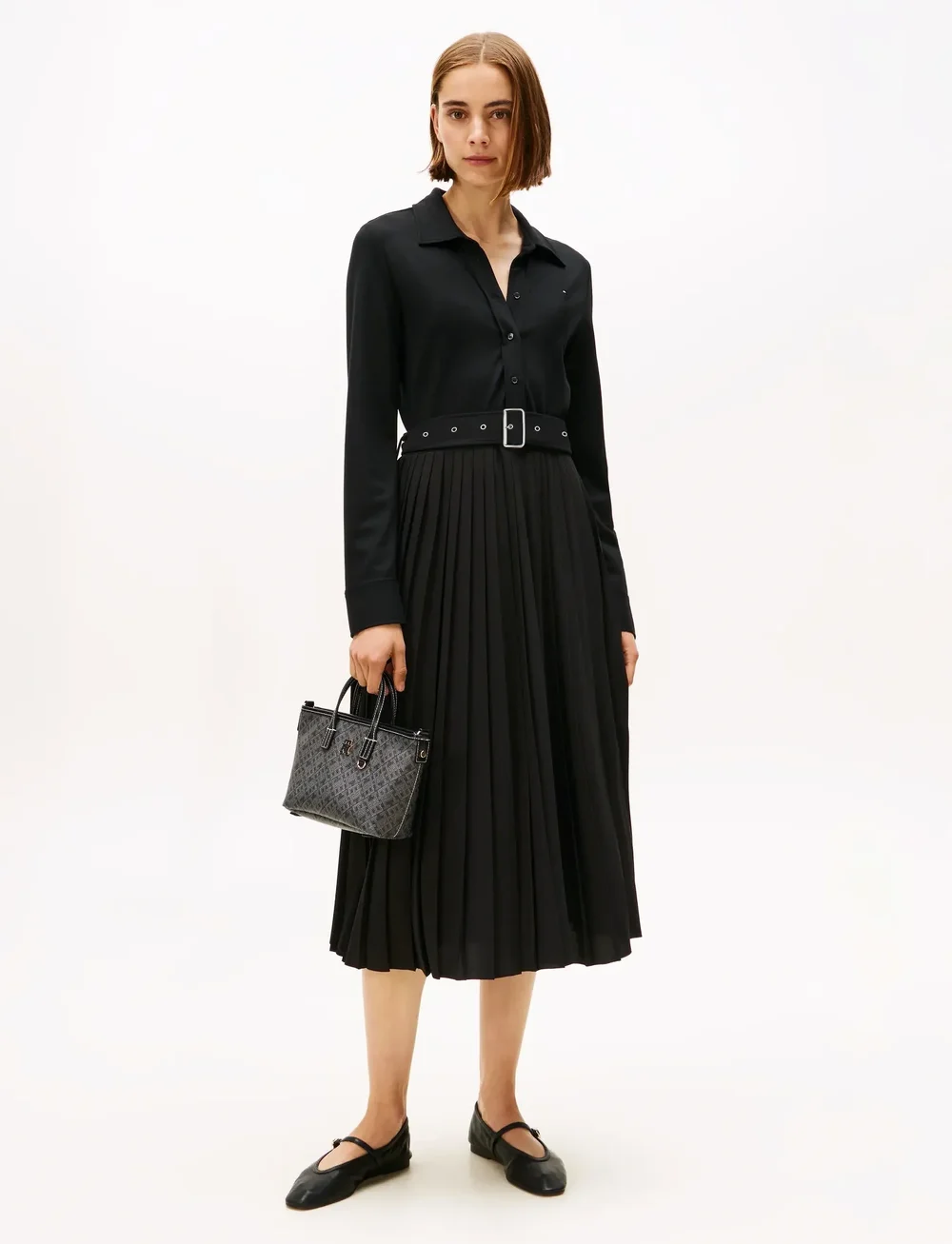 Tommy Hilfiger - INTERLOCK MIX MEDIA POLO DRS LS - särkkleidid - black - 0