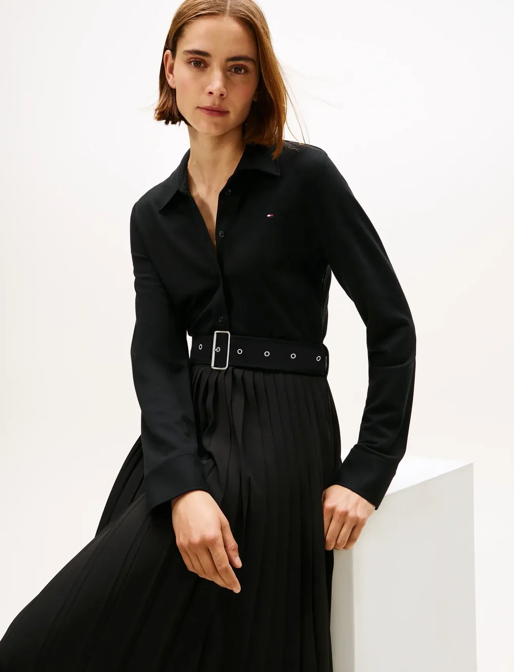 Tommy Hilfiger - INTERLOCK MIX MEDIA POLO DRS LS - särkkleidid - black - 2