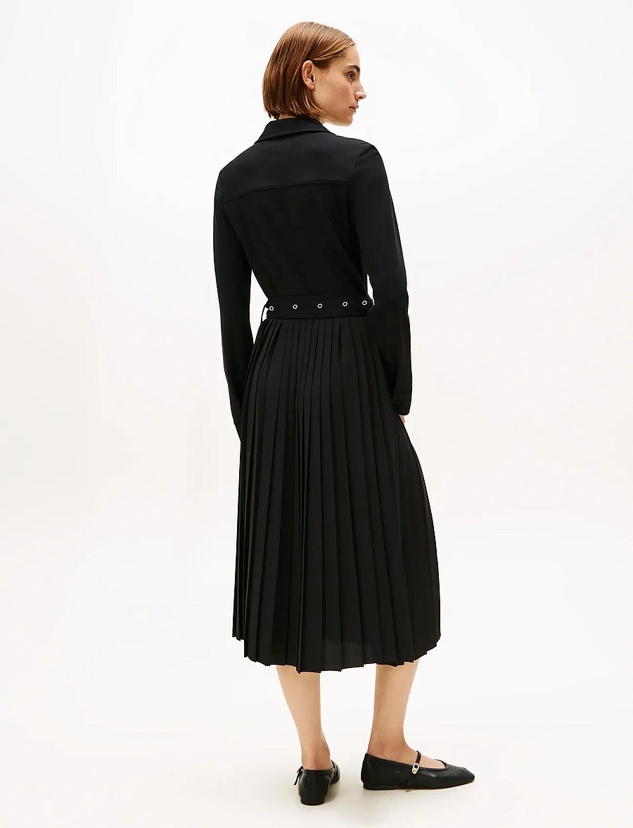Tommy Hilfiger - INTERLOCK MIX MEDIA POLO DRS LS - shirt dresses - black - 4