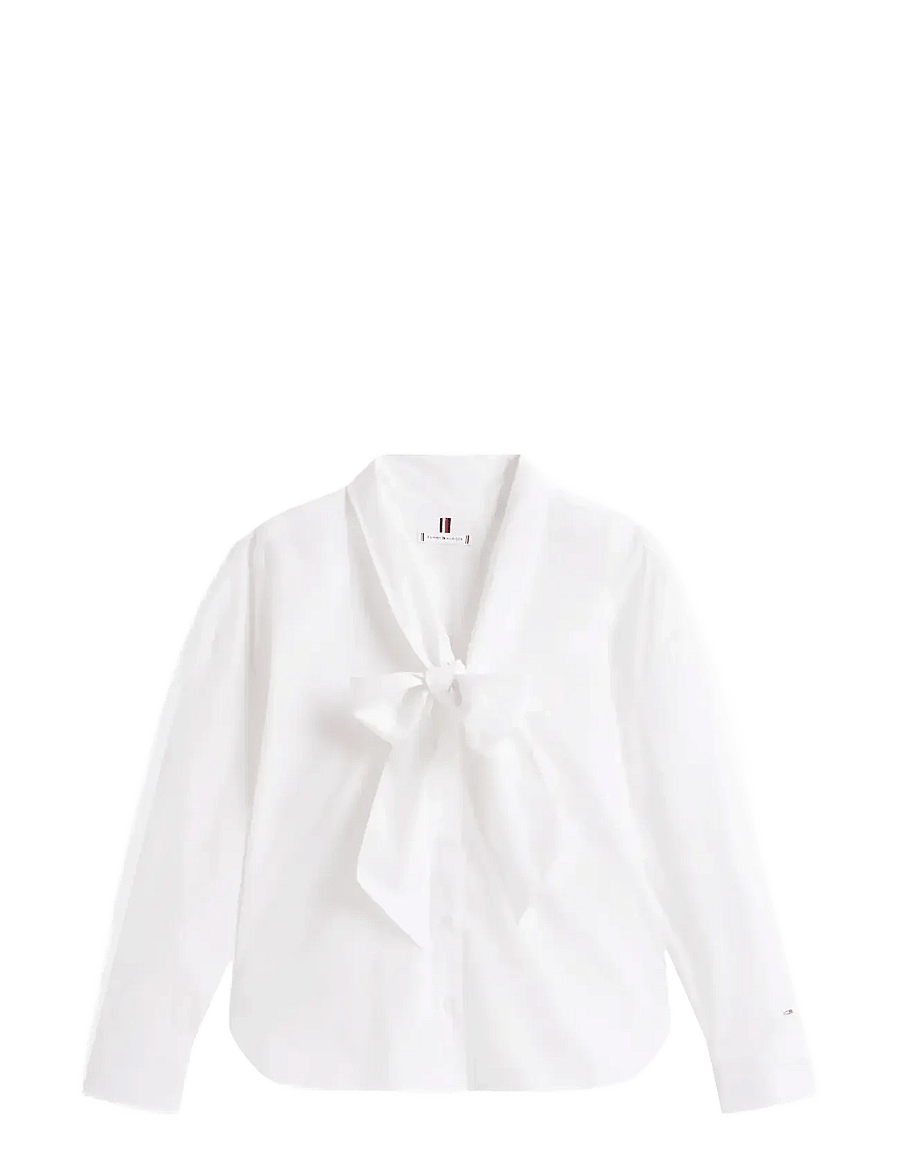 Tommy Hilfiger - POPLIN BOW COLLAR LS SHIRT - langärmlige hemden - th optic white - 1
