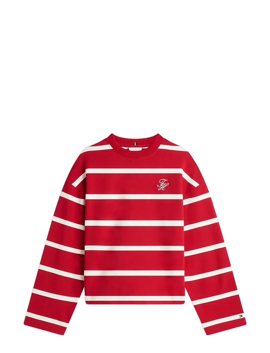Tommy Hilfiger - TH SCRIPT MDRN TERRY SWTSHRT - sweatshirts - primary red calico stp - 1