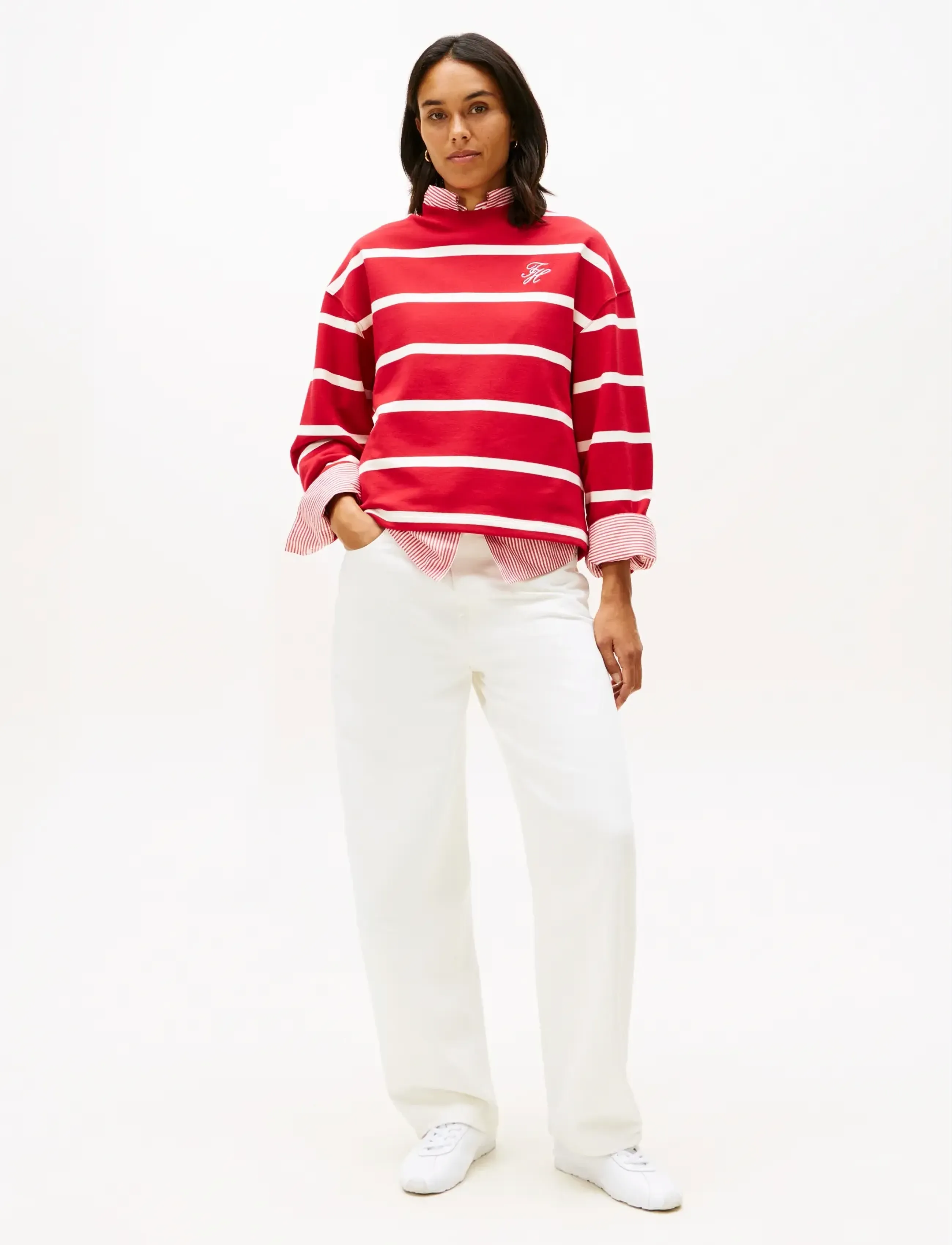 Tommy Hilfiger - TH SCRIPT MDRN TERRY SWTSHRT - bluzy & bluzy z kapturem - primary red  calico stp - 2