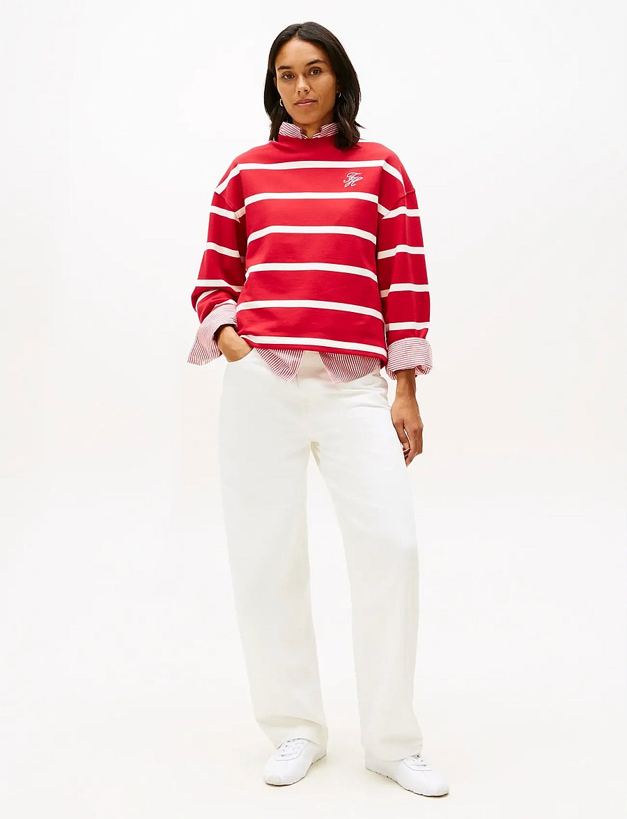Tommy Hilfiger - TH SCRIPT MDRN TERRY SWTSHRT - sweatshirts - primary red calico stp - 2
