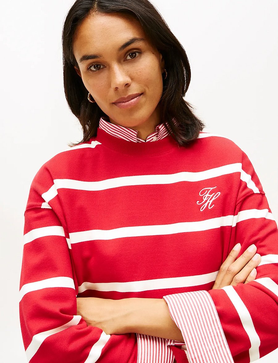 Tommy Hilfiger - TH SCRIPT MDRN TERRY SWTSHRT - sweatshirts - primary red calico stp - 4