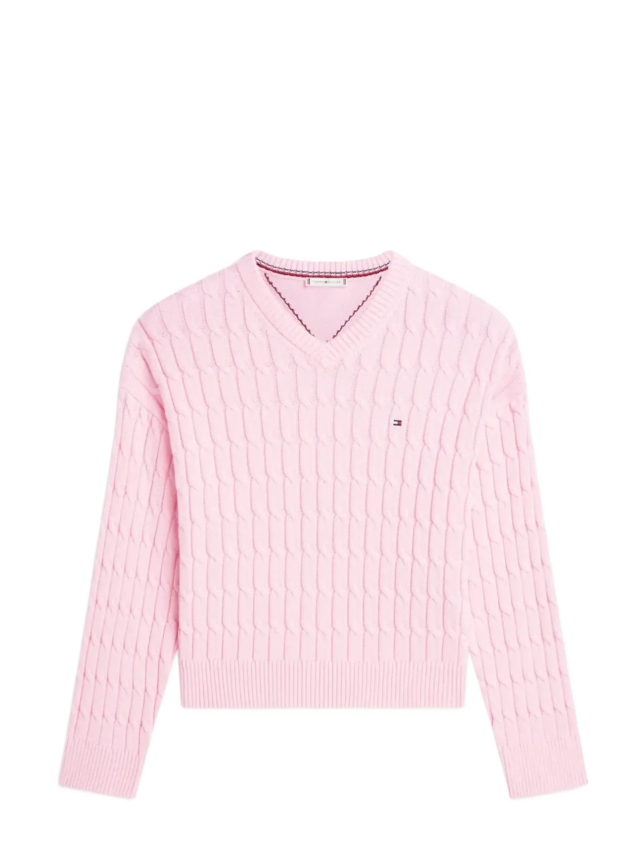 Tommy Hilfiger CO CABLE MID GG RLX LS V-NK SWT - Pullover - CLASSIC PINK / pink/rose