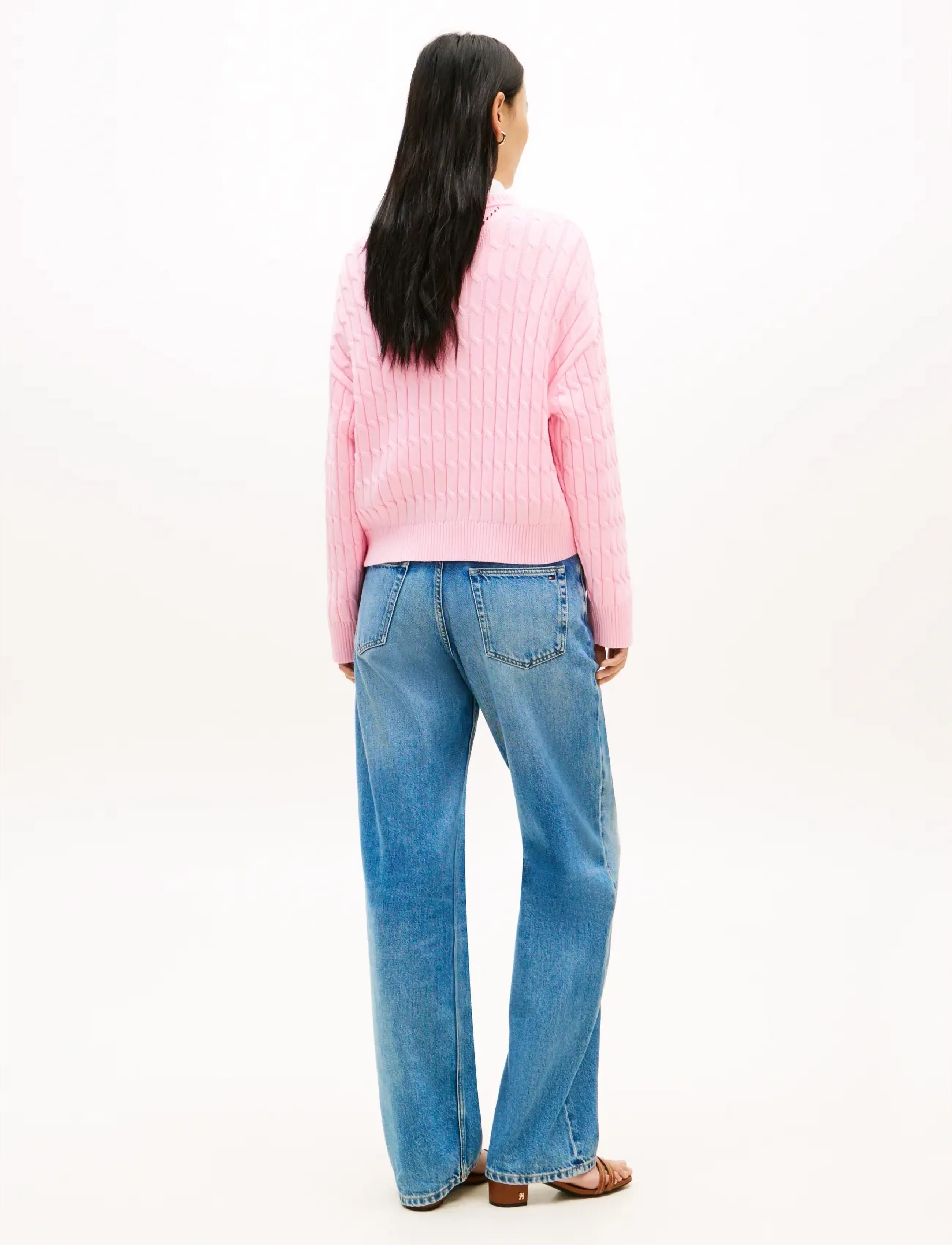 Tommy Hilfiger - CO CABLE MID GG RLX LS V-NK SWT - striktrøjer - classic pink - 2