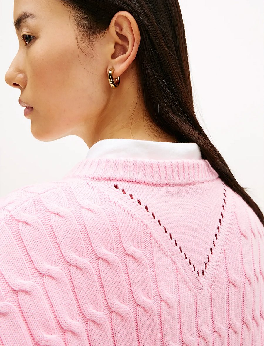 Tommy Hilfiger - CO CABLE MID GG RLX LS V-NK SWT - pullover - classic pink - 4