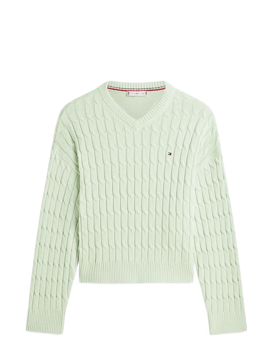 Tommy Hilfiger - CO CABLE MID GG RLX LS V-NK SWT - pullover - gentle jade - 1