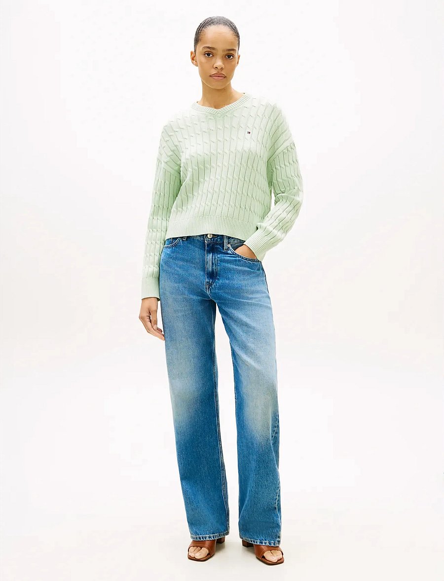 Tommy Hilfiger - CO CABLE MID GG RLX LS V-NK SWT - pullover - gentle jade - 3