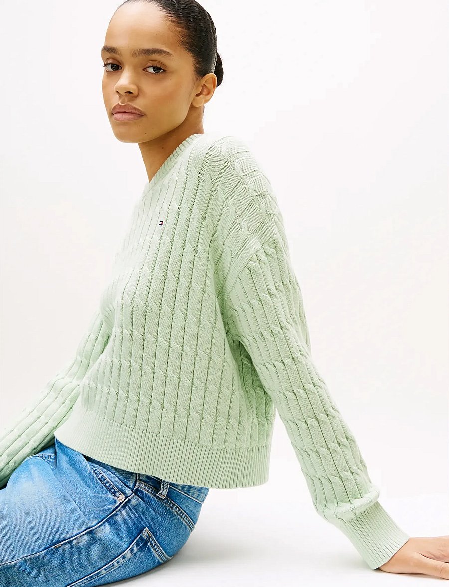 Tommy Hilfiger - CO CABLE MID GG RLX LS V-NK SWT - pullover - gentle jade - 4