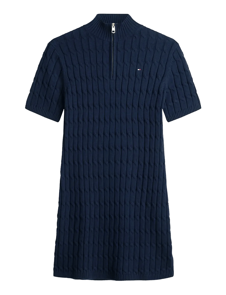 Tommy Hilfiger - CO CABLE MID GG SHIFT MK DRESS - knitted dresses - dark night navy - 1