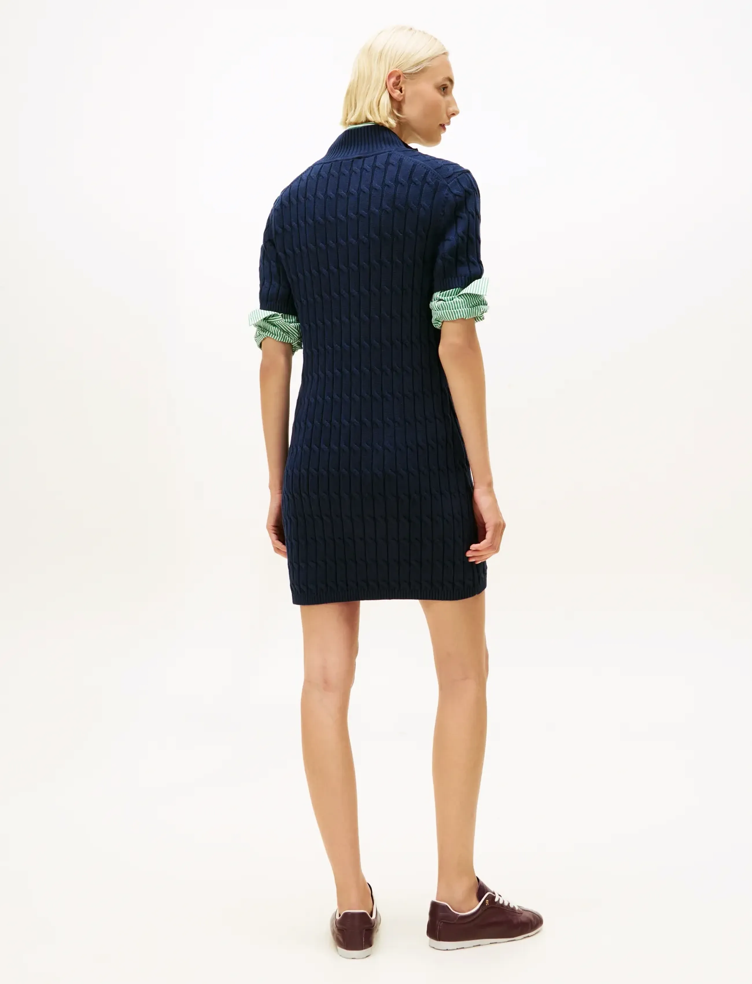 Tommy Hilfiger - CO CABLE MID GG SHIFT MK DRESS - knitted dresses - dark night navy - 2