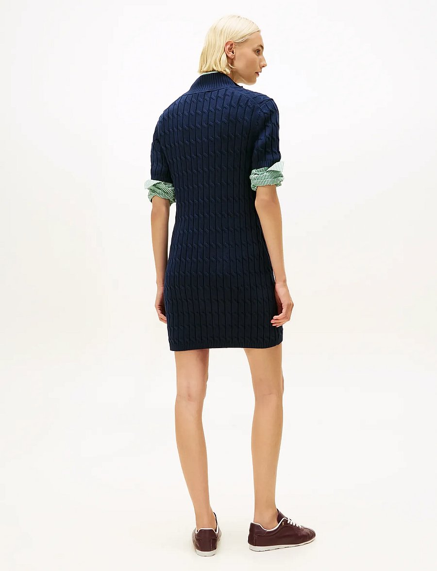 Tommy Hilfiger - CO CABLE MID GG SHIFT MK DRESS - knitted dresses - dark night navy - 2
