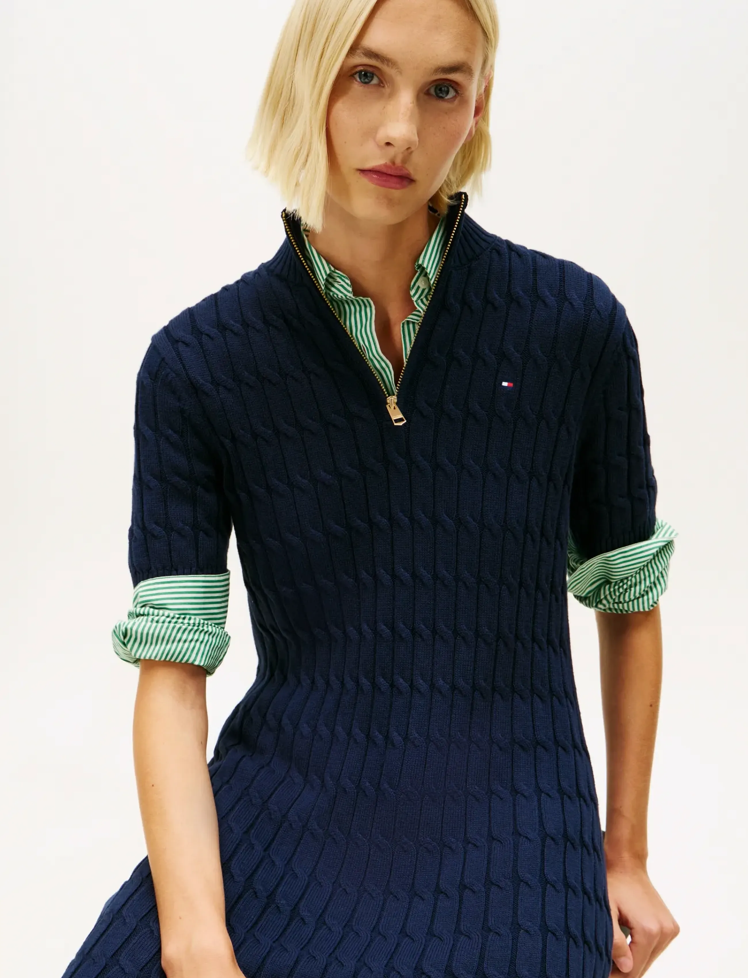 Tommy Hilfiger - CO CABLE MID GG SHIFT MK DRESS - knitted dresses - dark night navy - 3