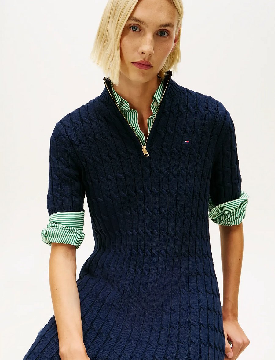 Tommy Hilfiger - CO CABLE MID GG SHIFT MK DRESS - knitted dresses - dark night navy - 3