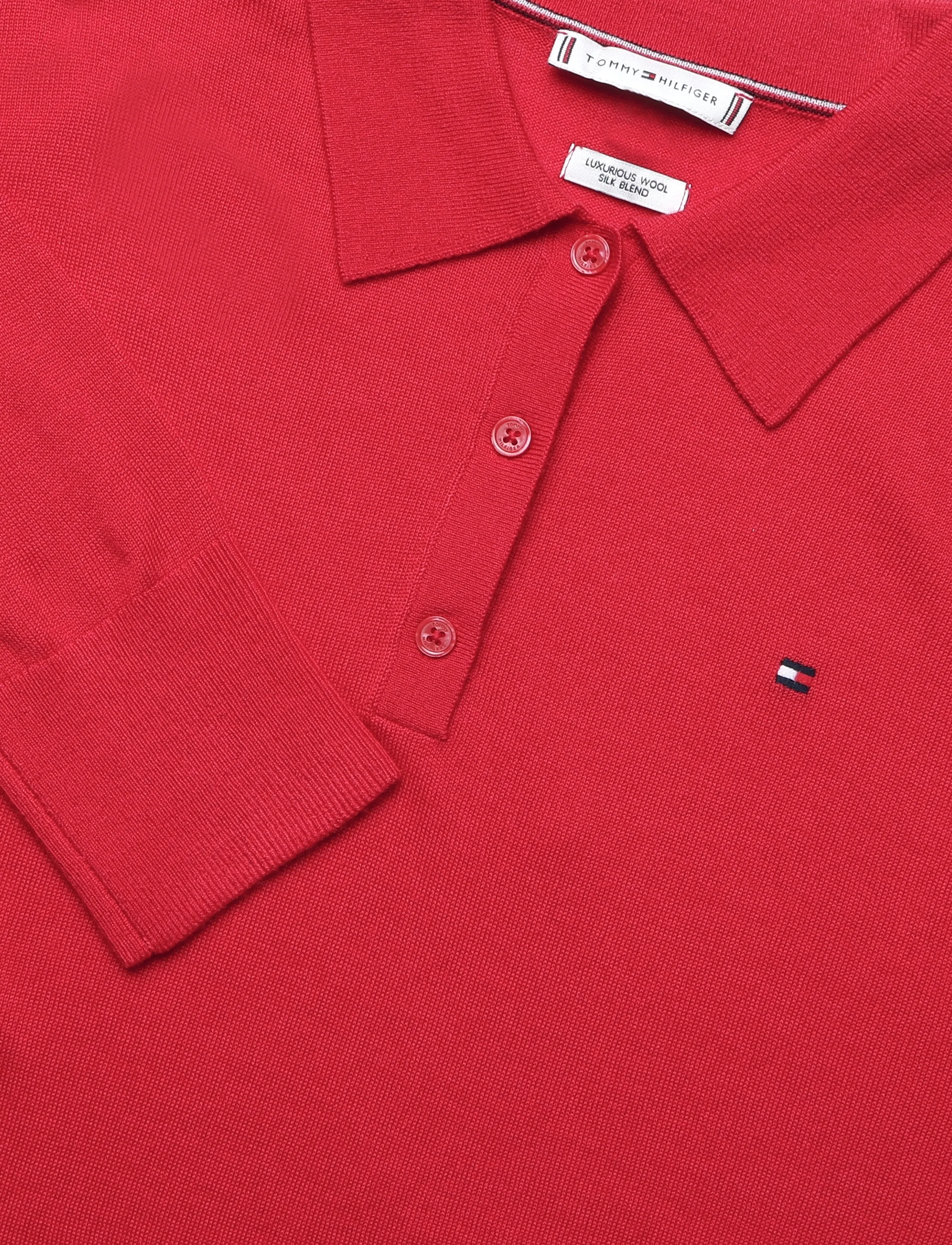 Tommy Hilfiger - MERINO SILK LS POLO-NK SWEATER - primary red - 2