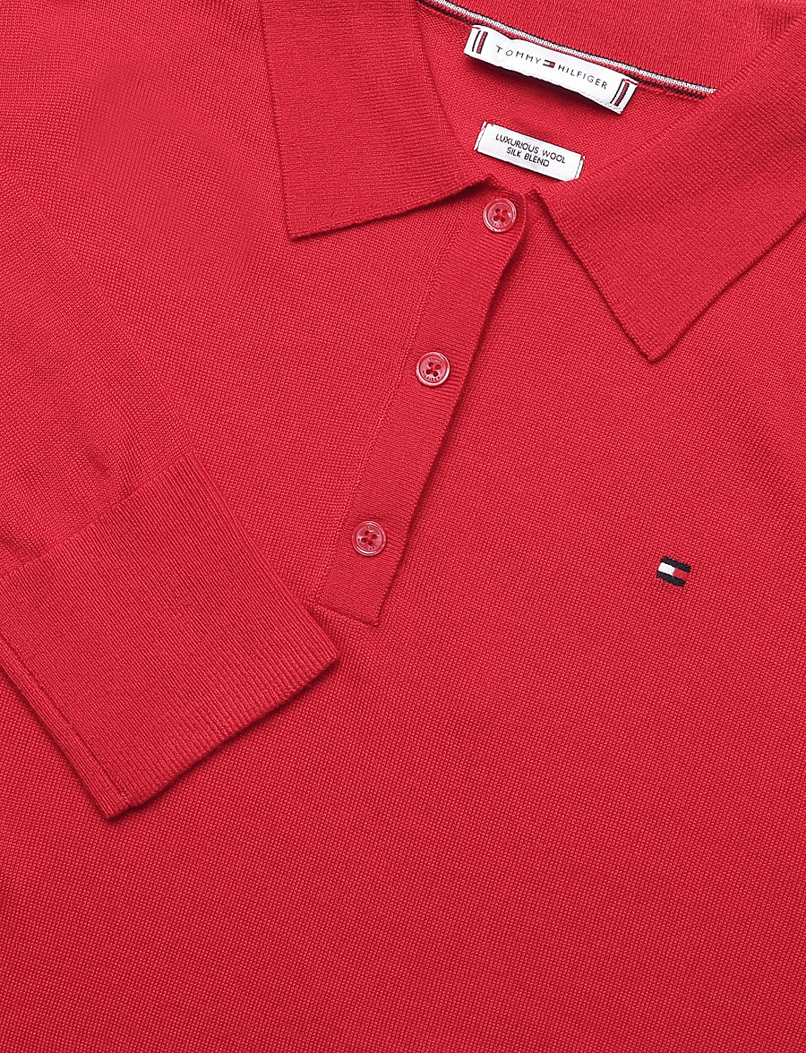 Tommy Hilfiger - MERINO SILK LS POLO-NK SWEATER - pullover - primary red - 2