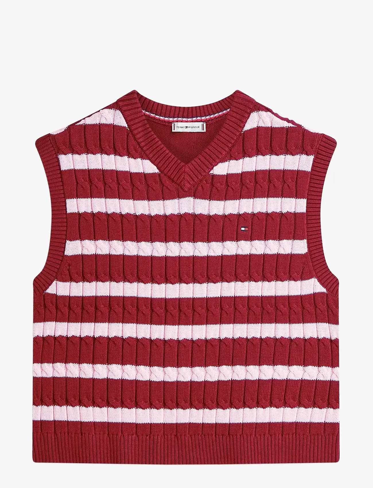 Tommy Hilfiger - CO CABLE MID GG V-NK VEST - gestrickte westen - liberty red classic pink stp - 1
