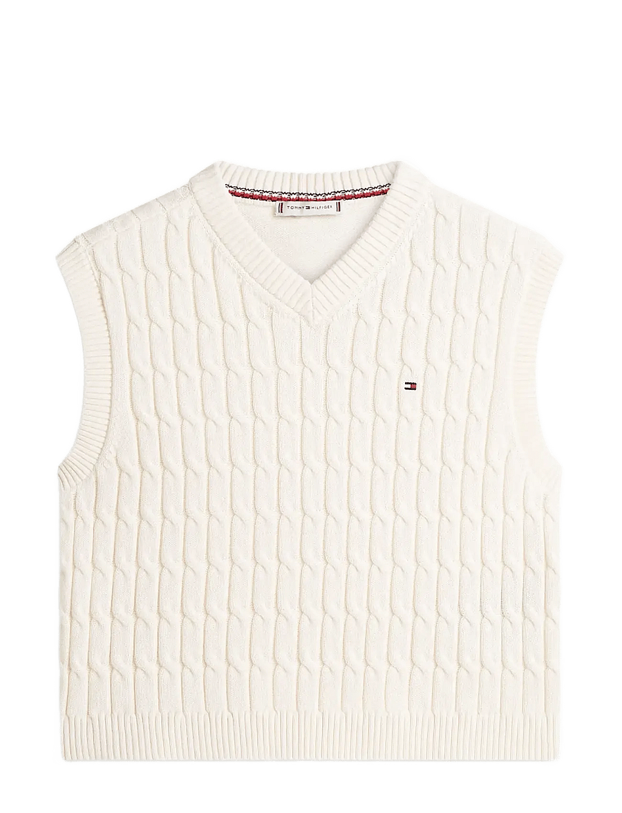 Tommy Hilfiger - CO CABLE MID GG V-NK VEST - stickade västar - calico - 1