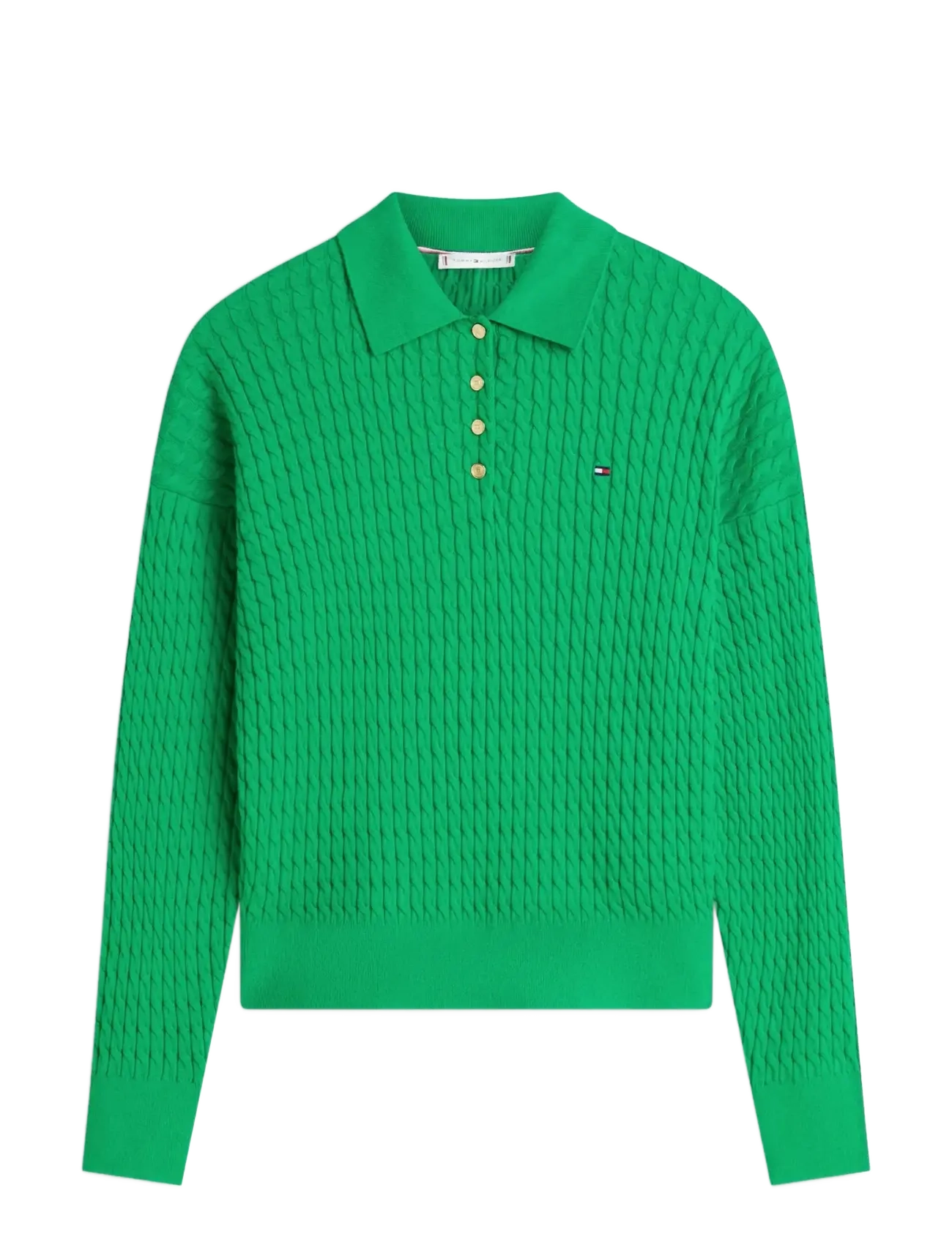 TOMMY HILFIGER Co Cable Fine Gg Rlxd Polo Swt Grün - M - Damen