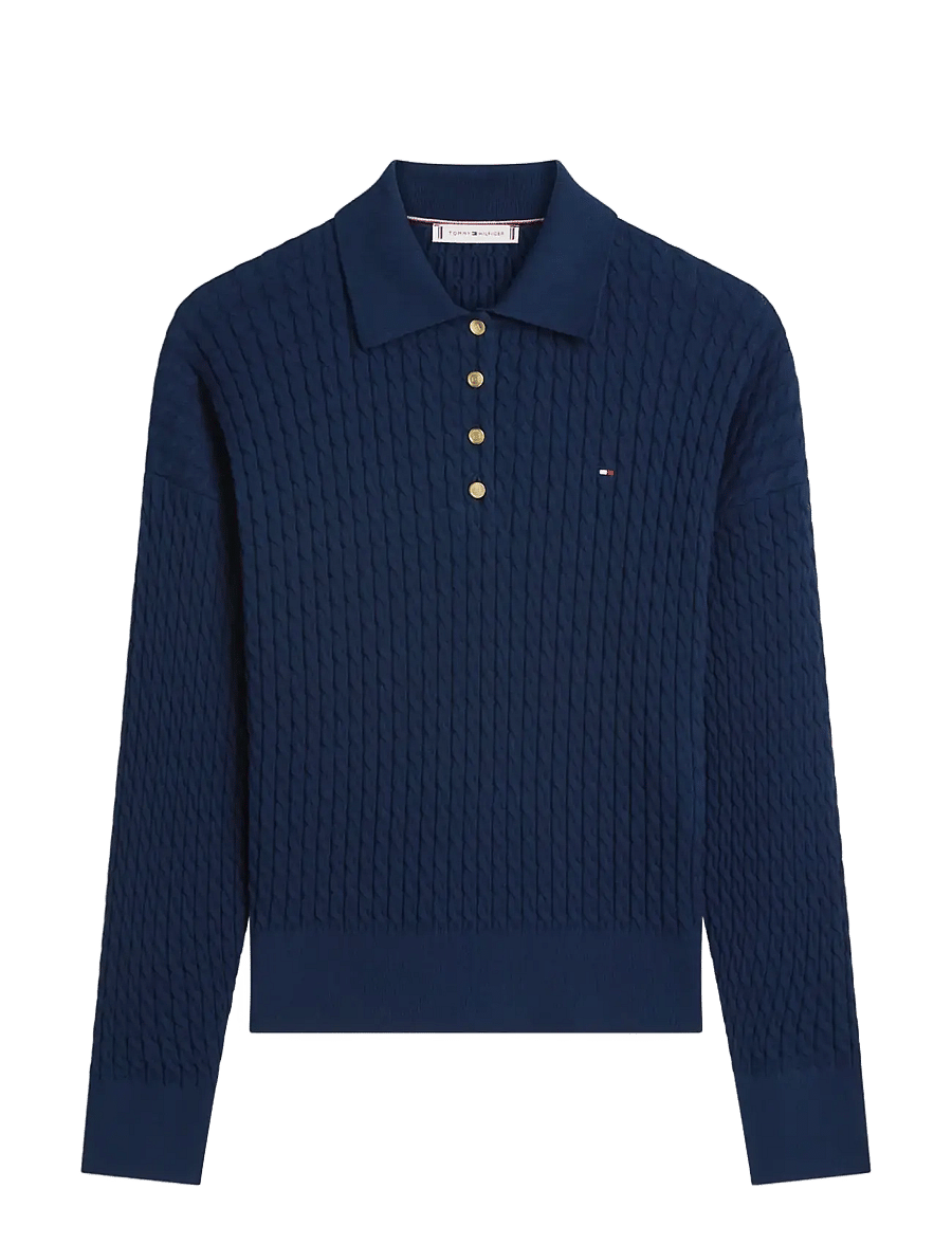 Tommy Hilfiger - CO CABLE FINE GG RLXD POLO SWT - pullover - dark night navy - 1