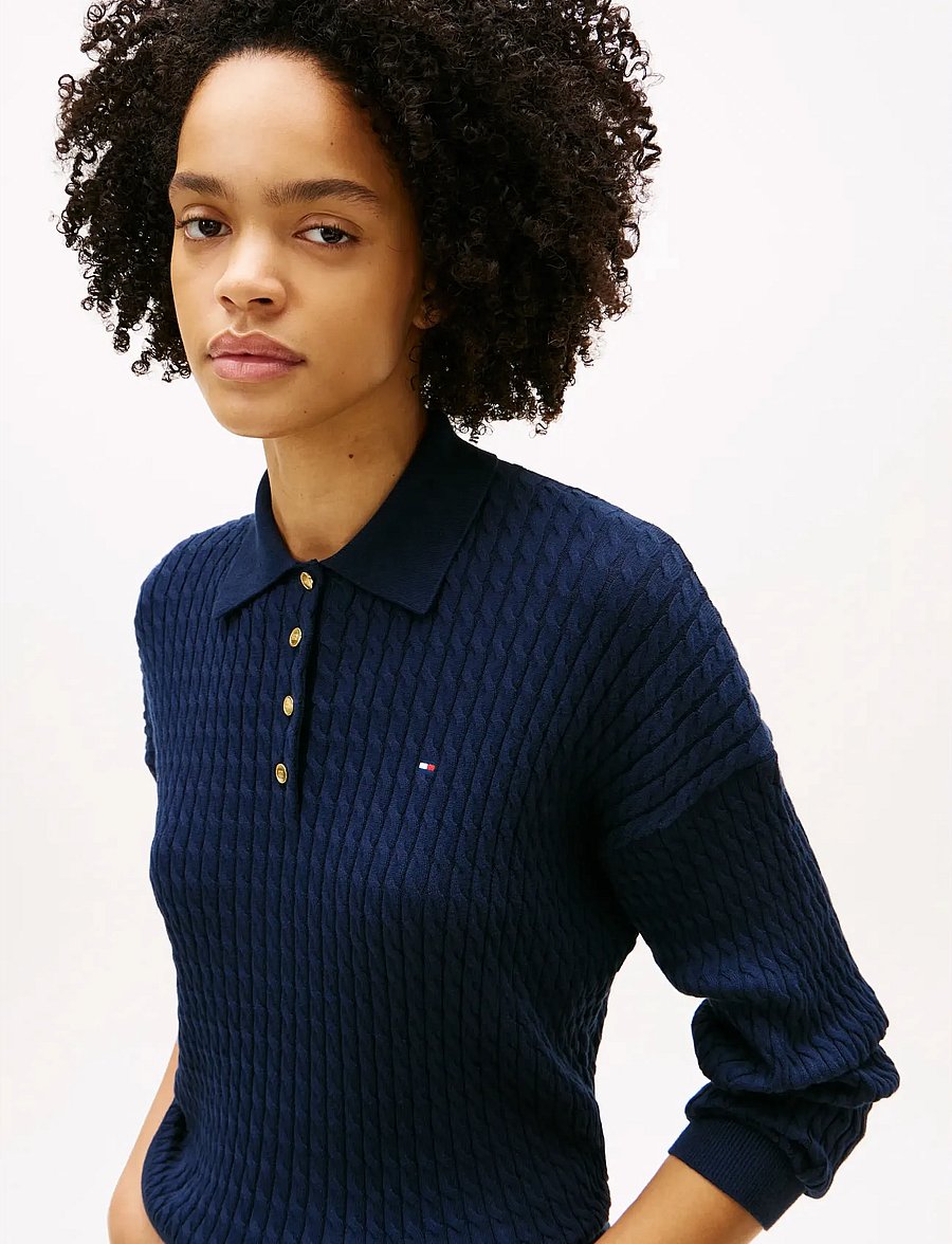 Tommy Hilfiger - CO CABLE FINE GG RLXD POLO SWT - pullover - dark night navy - 4