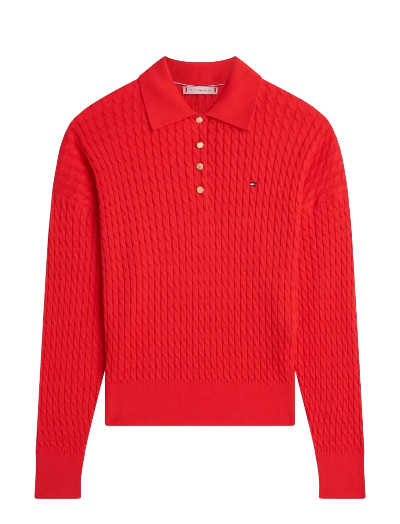 TOMMY HILFIGER Co Cable Fine Gg Rlxd Polo Swt Rot - M - Damen