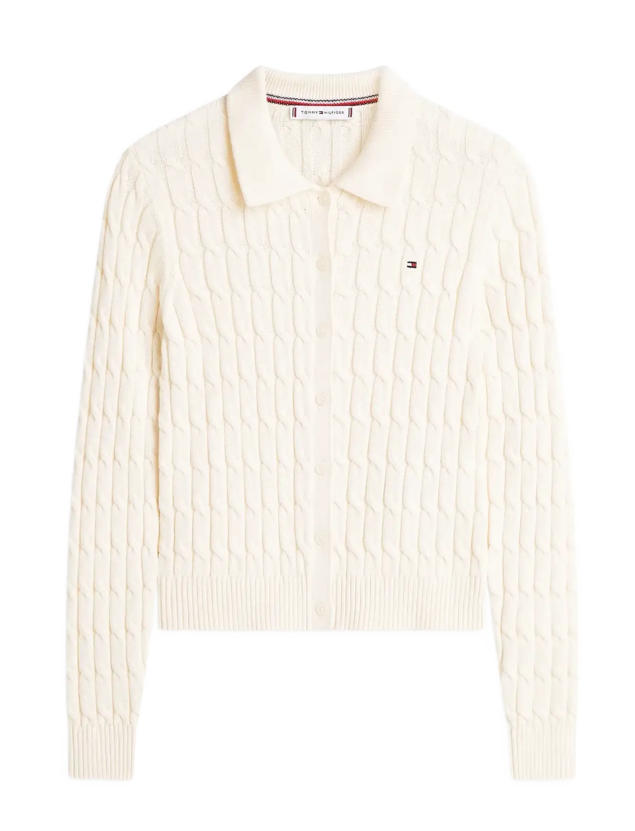 Tommy Hilfiger CO CABLE MID GG POLO CARDI - Knitwear - CALICO / cream