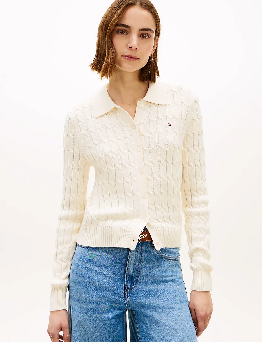 Tommy Hilfiger - CO CABLE MID GG POLO CARDI - calico - 0