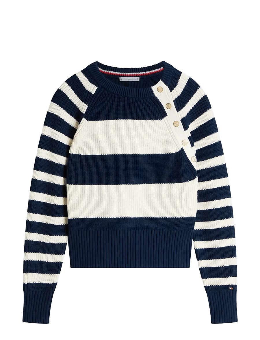 Tommy Hilfiger - GOLD BTN UTILITY LS C-NK SWT - pullover - big brt stp dark night calico - 1