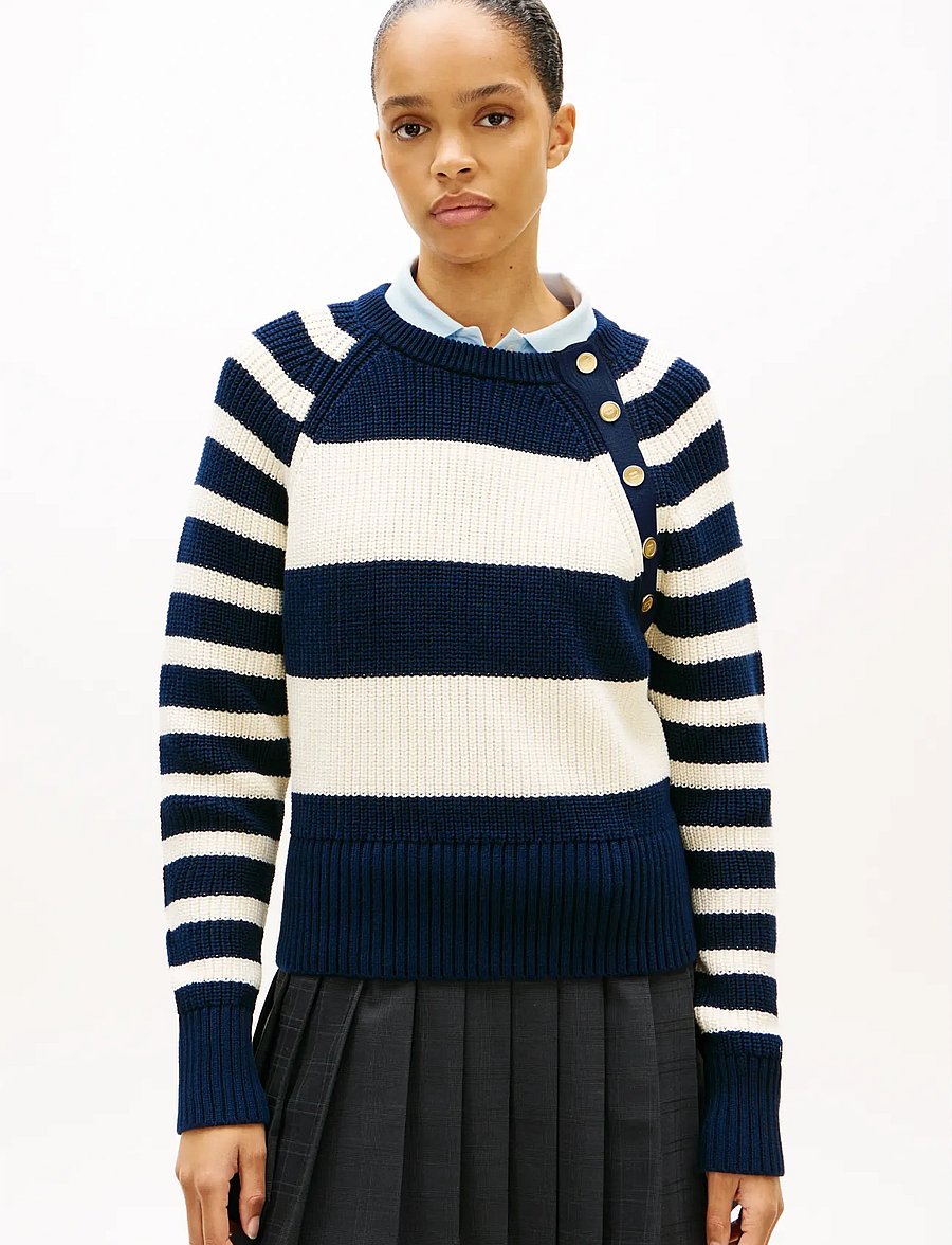 Tommy Hilfiger - GOLD BTN UTILITY LS C-NK SWT - pullover - big brt stp dark night calico - 0