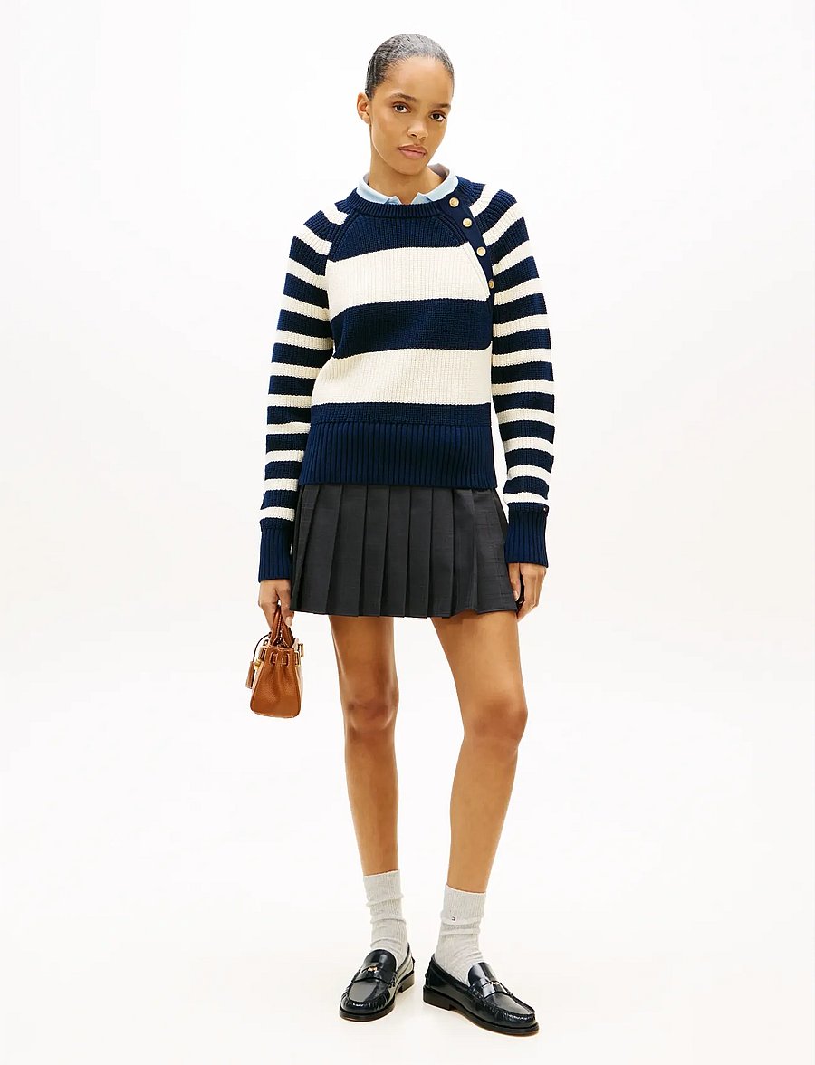 Tommy Hilfiger - GOLD BTN UTILITY LS C-NK SWT - pullover - big brt stp dark night calico - 3