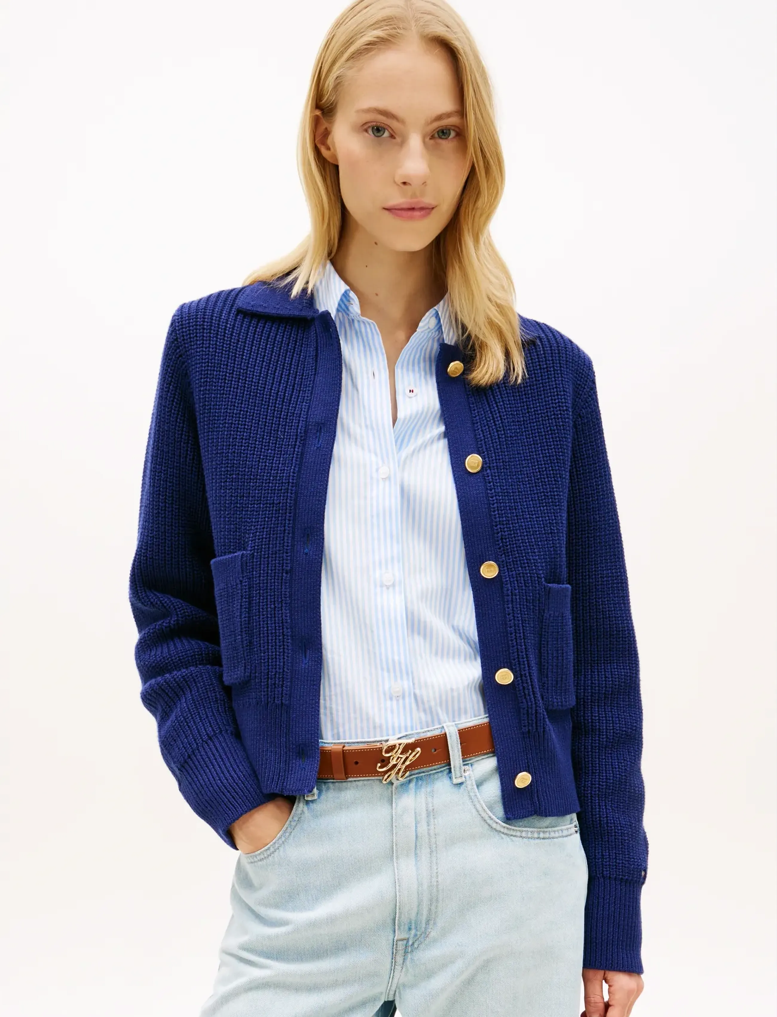 Tommy Hilfiger GOLD BTN UTILITY LS POLO CARDI - Kleidung - PREPPY NAVY / blue