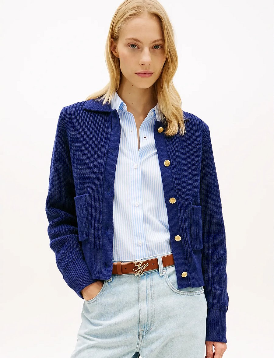 Tommy Hilfiger - GOLD BTN UTILITY LS POLO CARDI - cardigans - preppy navy - 0