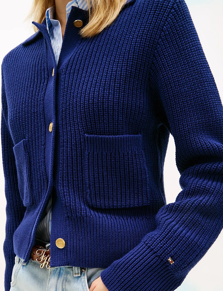 Tommy Hilfiger - GOLD BTN UTILITY LS POLO CARDI - cardigans - preppy navy - 4