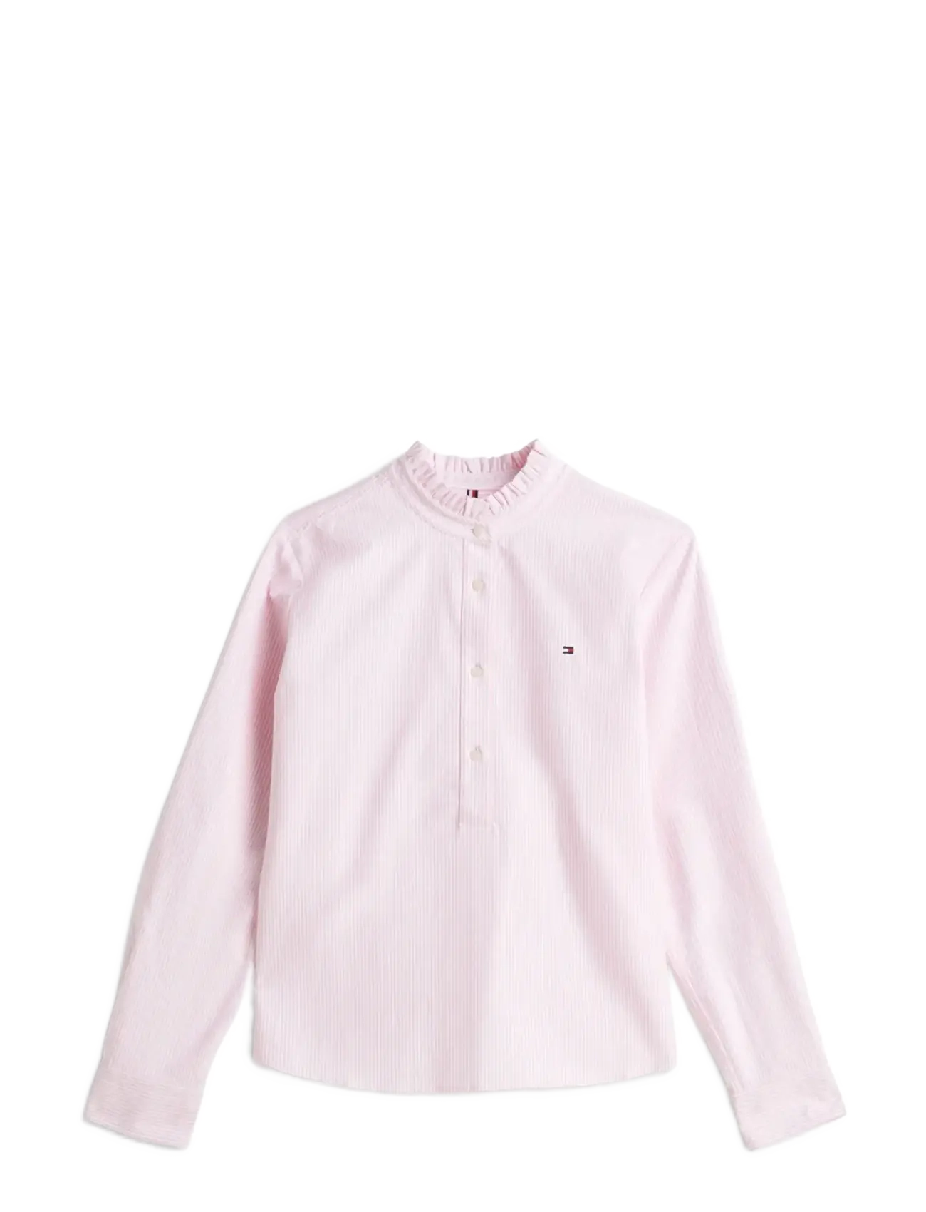 Tommy Hilfiger - OXFORD RUFFLE NECK SHIRT - classic ithaca stp mid pink - 1