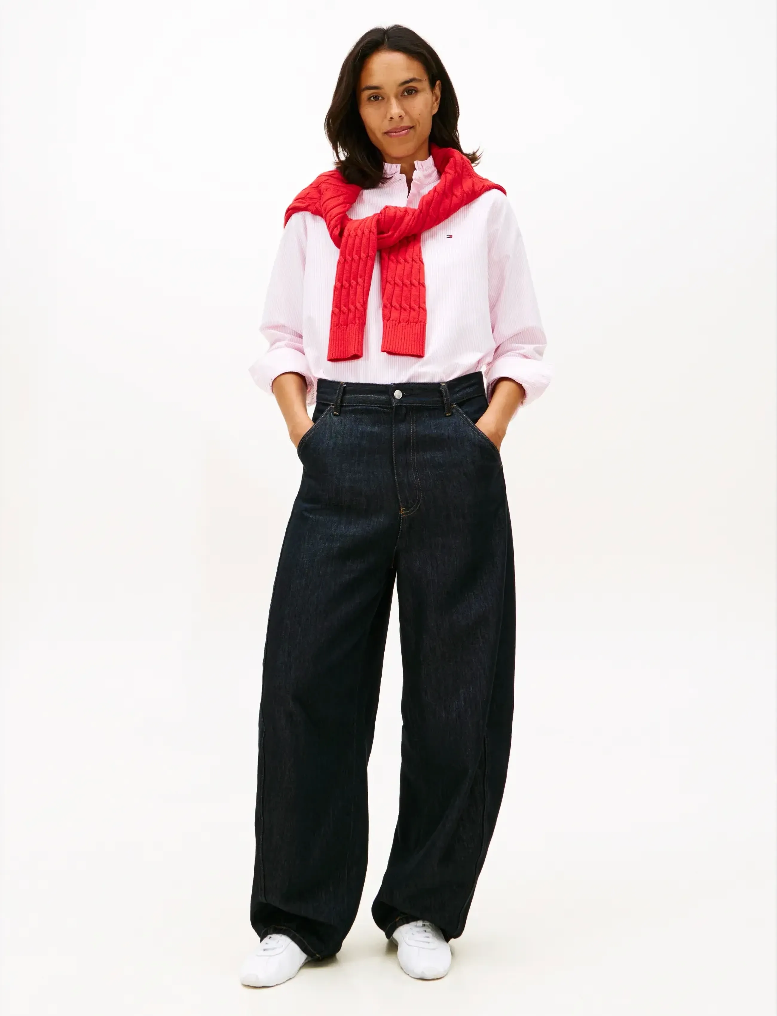 Tommy Hilfiger - OXFORD RUFFLE NECK SHIRT - classic ithaca stp mid pink - 2