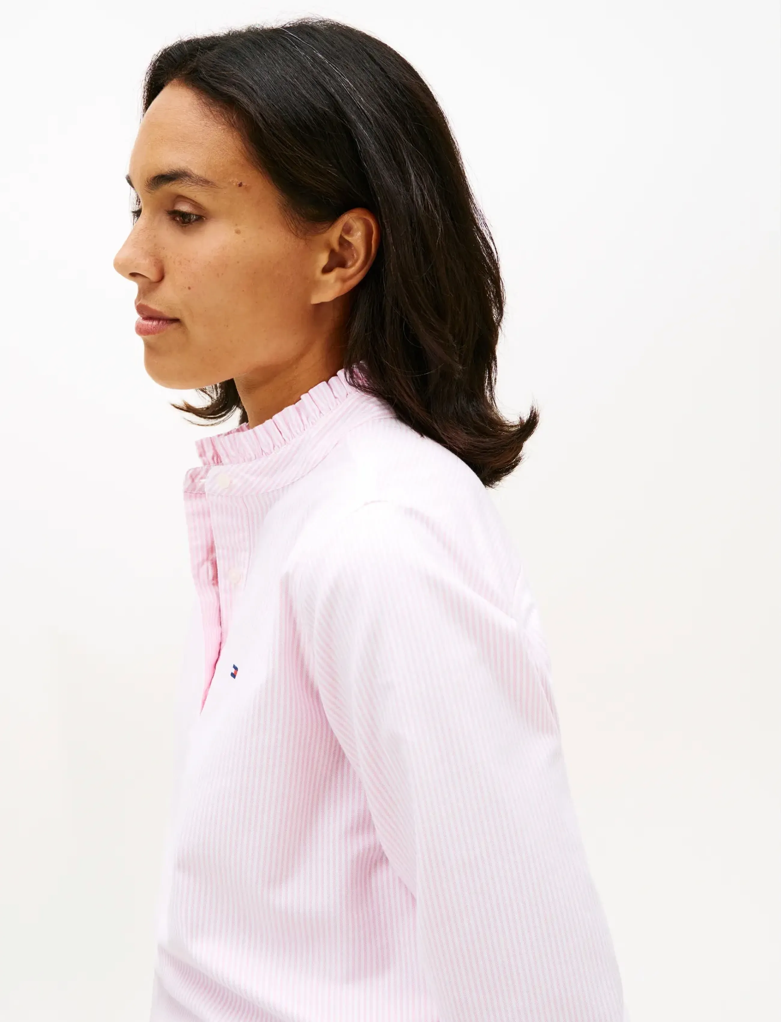 Tommy Hilfiger - OXFORD RUFFLE NECK SHIRT - classic ithaca stp mid pink - 4