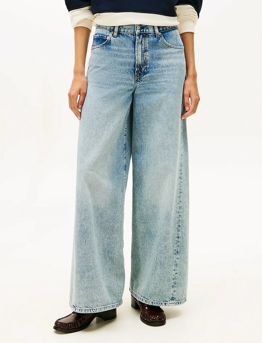 Tommy Hilfiger - DNM GLIS 70s WIDE LEG HW TWIST - pantalons larges - glis - 0