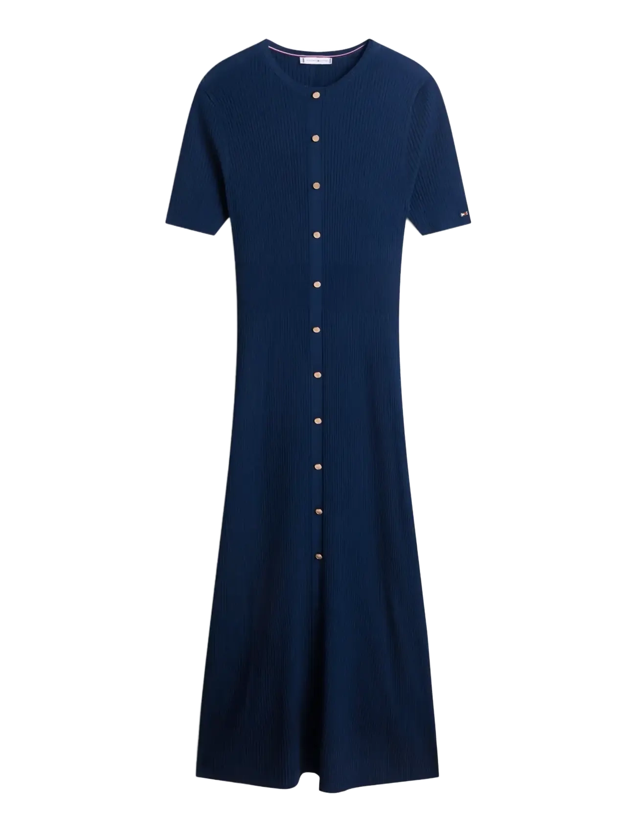 TOMMY HILFIGER Rayon Rib F&F Midi Kleid Navy - R/M - Damen