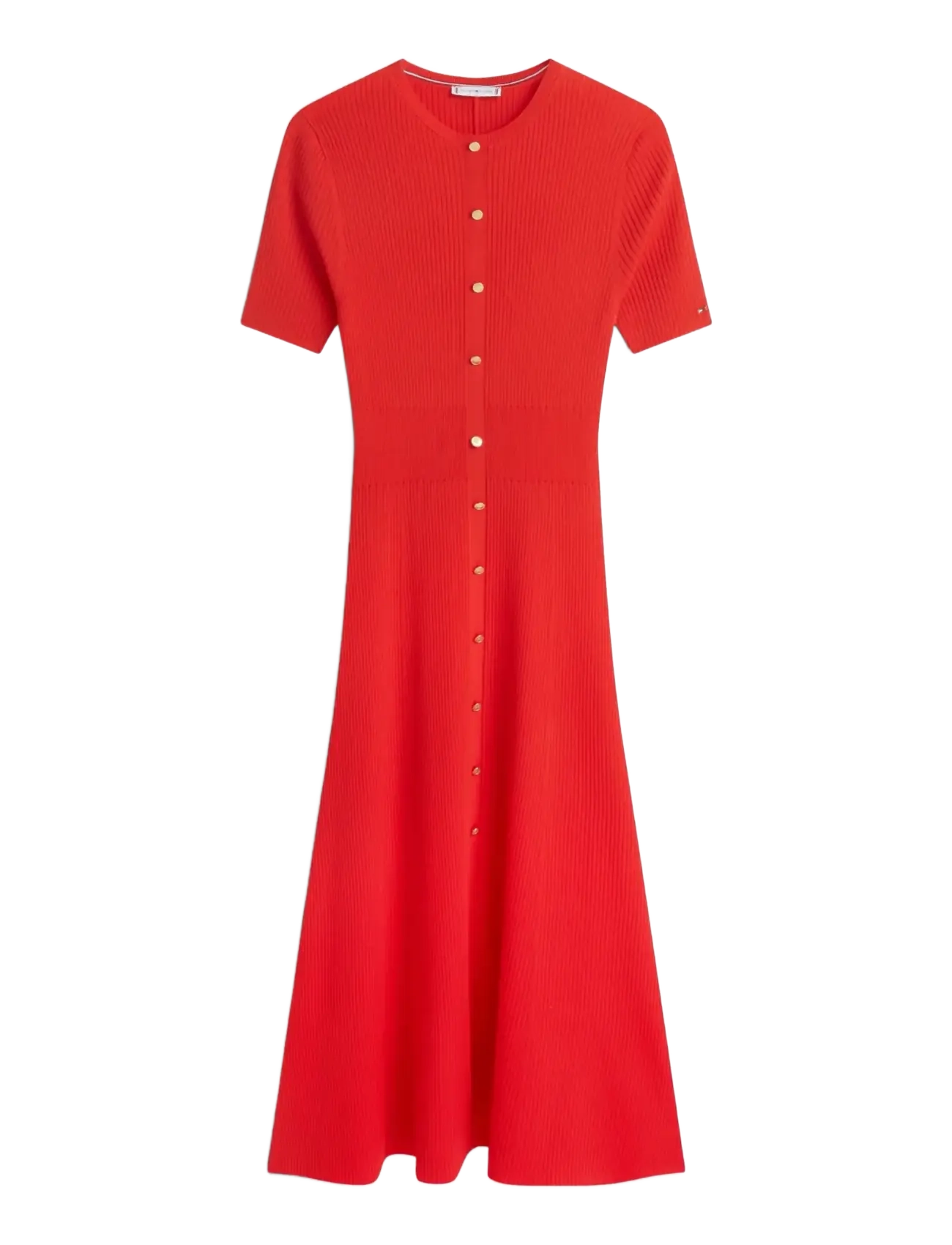 TOMMY HILFIGER Rayon Rib F&F Midi Kleid Rot - R/L - Damen