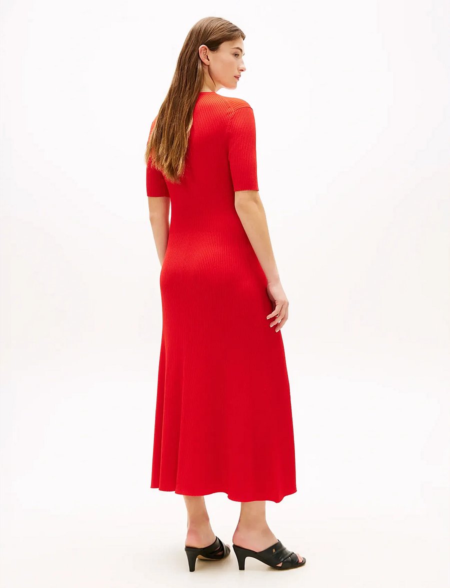 Tommy Hilfiger - RAYON RIB F&F MIDI DRESS - strickkleider - fireworks - 4