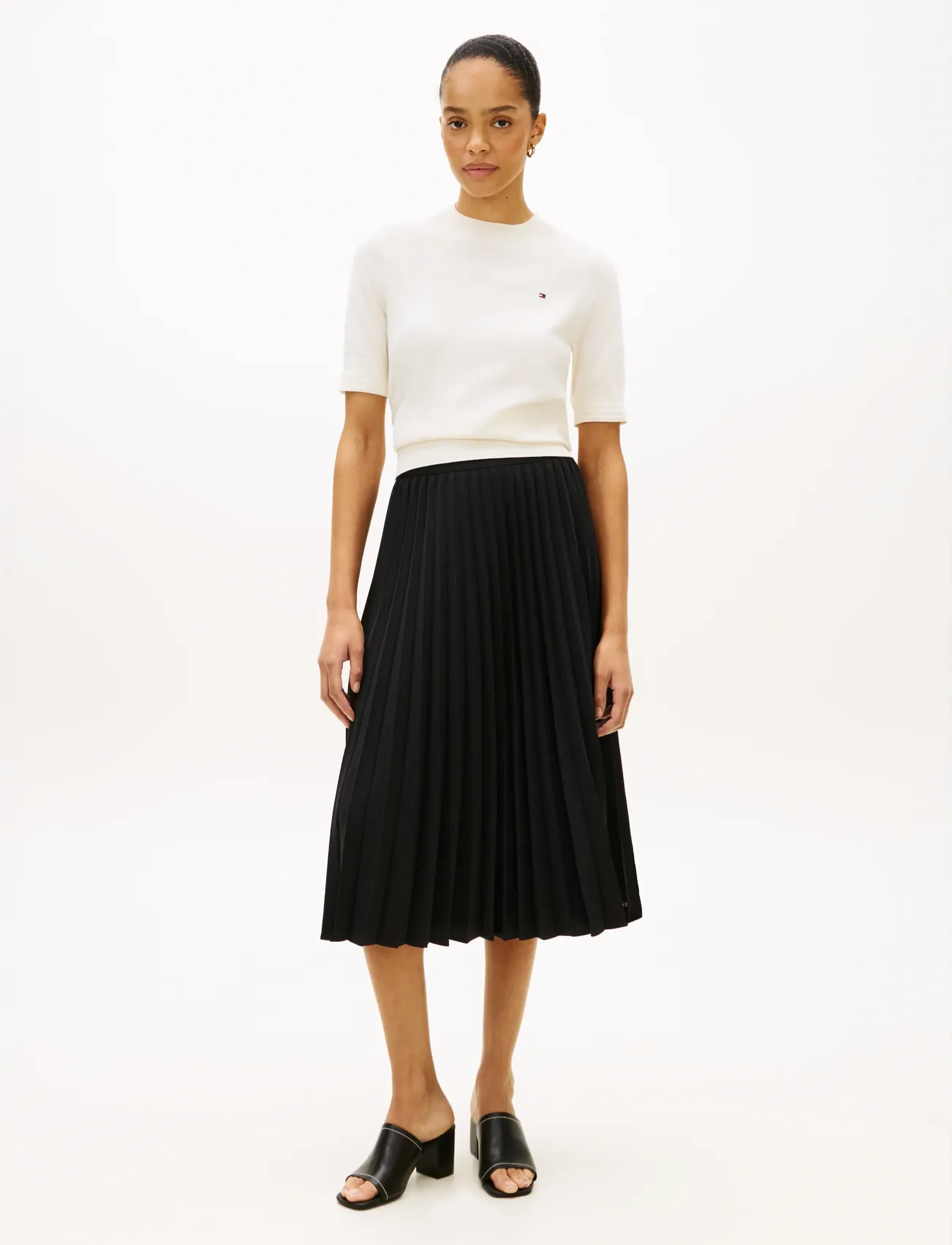 Tommy Hilfiger - FLUID PLEATED PULL ON MIDI SKIRT - plisserade kjolar - black - 3