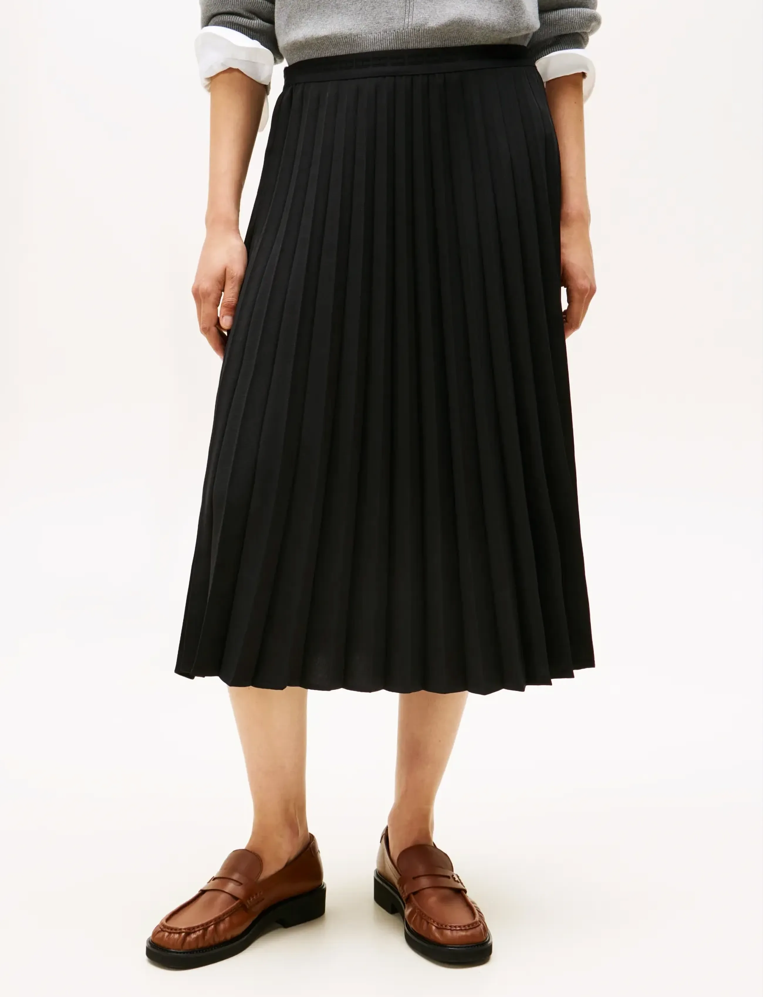 Tommy Hilfiger - FLUID PLEATED PULL ON MIDI SKIRT - plisowane spódnice - black - 5