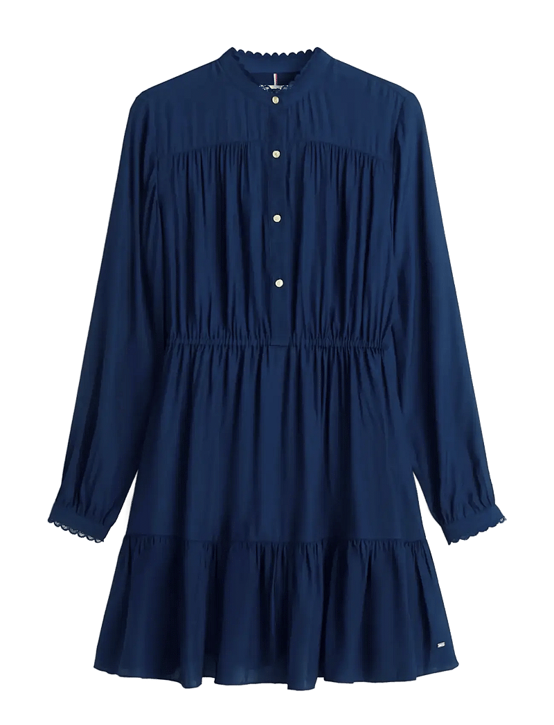 Tommy Hilfiger - FLUID JACQUARD GATHERED DRESS - kurze kleider - dark night navy - 1